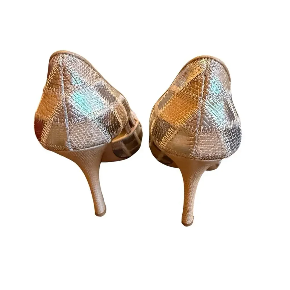 Valentino Garavani Metallic Leather/ Suede Patchwork Pumps EU 37 US 7